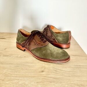 H.S. Trask Empire Saddle Oxford Men's Size 10 Loden Green Suede New In Box